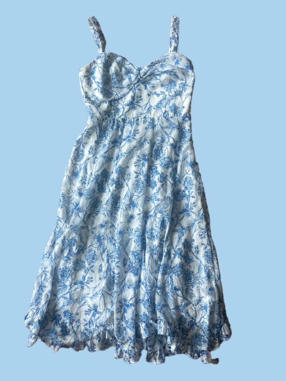 Hutch Blue and White Floral Embroidered Porcelain Dress